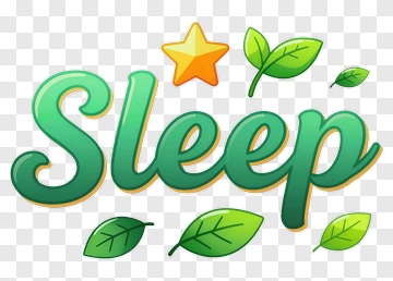 Sleep Text With Leaves And Star PNG