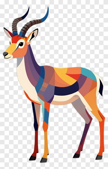 Colorful Antelope In Abstract Style PNG