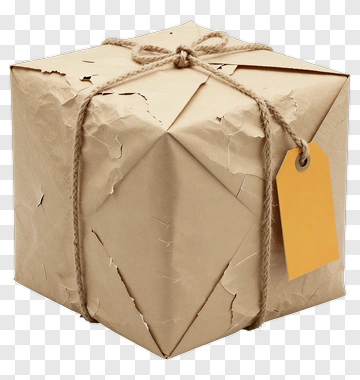 Brown Gift Box With Tag PNG