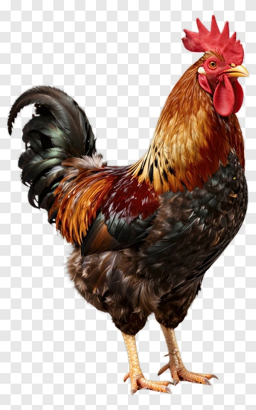 Realistic Rooster With Colorful Feathers PNG