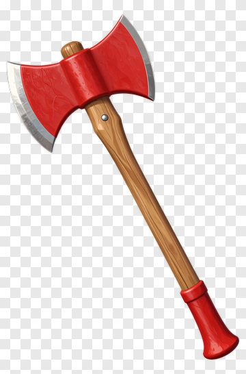 Red Axe With Wooden Handle PNG