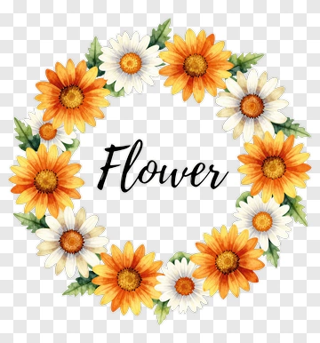 Flower Wreath With Orange And White Flowers PNG