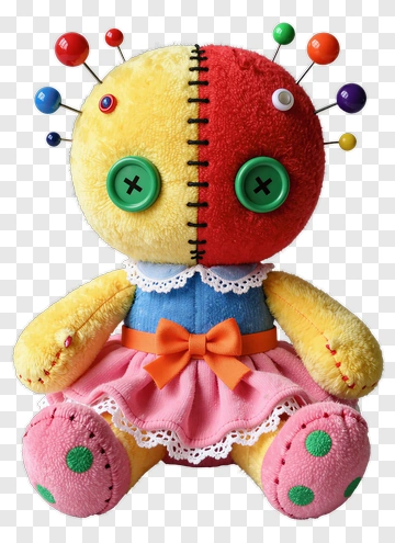 Colorful Doll With Buttons And Pins PNG