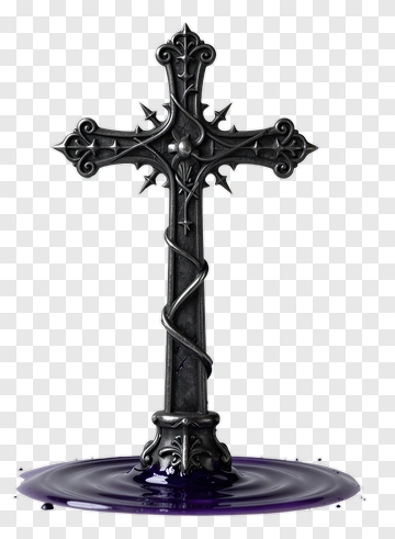 Black Cross With Purple Liquid Base PNG