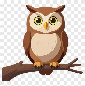 Cartoon Owl Sitting On A Branch PNG