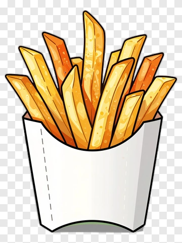 Cartoon French Fries In A Box PNG