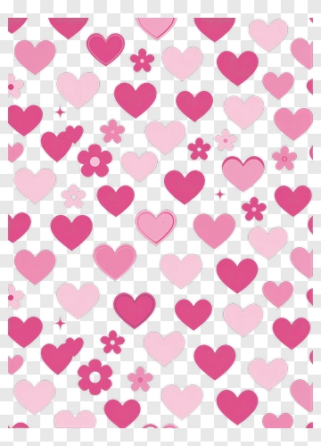 Colorful Hearts And Flowers Background PNG