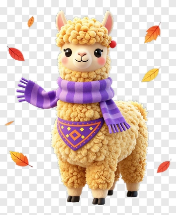 Cartoon Alpaca Wearing A Scarf PNG