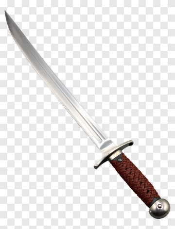 Silver Sword With Braided Handle PNG