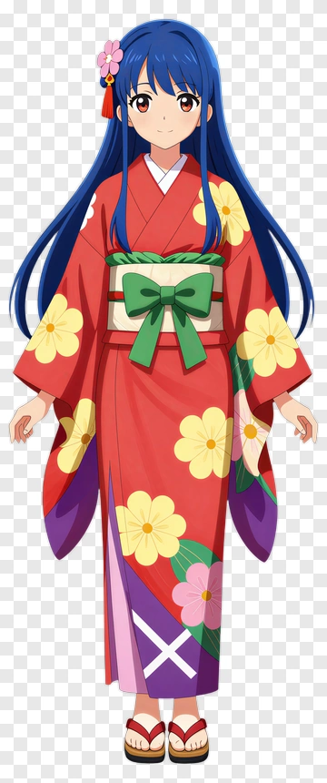 Girl In A Colorful Kimono PNG