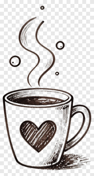 Coffee Cup With Heart And Steam PNG