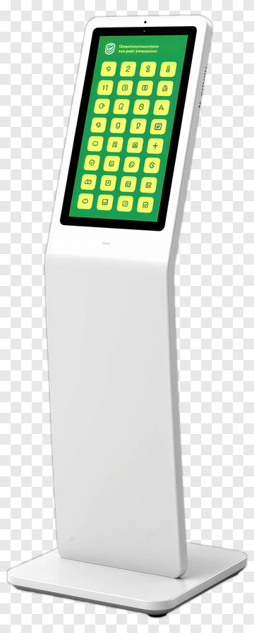 White Interactive Kiosk With Touchscreen Display PNG