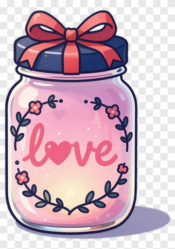Love Jar With Floral Design PNG
