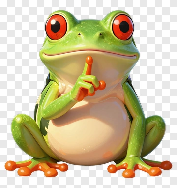 3D Cartoon Frog Holding A Finger To Its Lips PNG