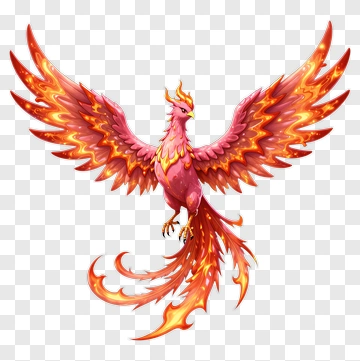 Colorful Phoenix With Fiery Wings PNG