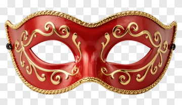 Red Decorative Mask With Gold Accents PNG