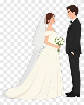 Cartoon Wedding Couple PNG