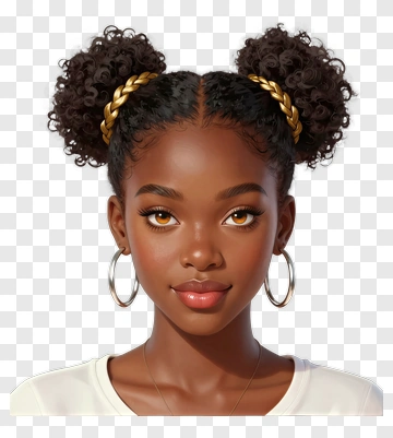 Portrait Of A Young Woman With Curly Hair PNG