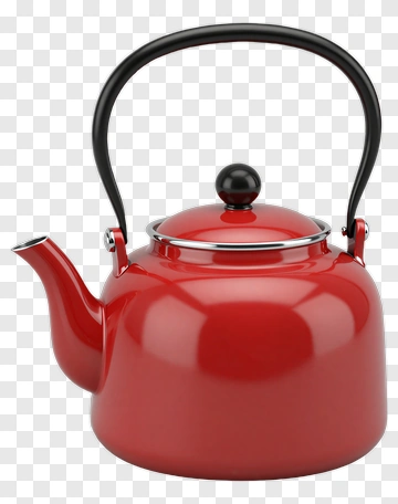 Red Kettle With Black Handle PNG