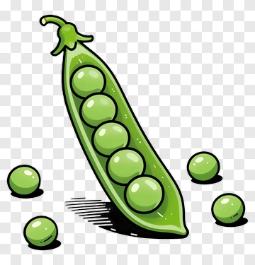Cartoon Pea Pod With Green Peas PNG
