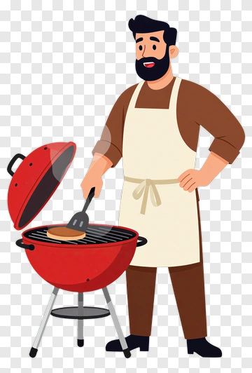 Man Cooking On A Grill PNG