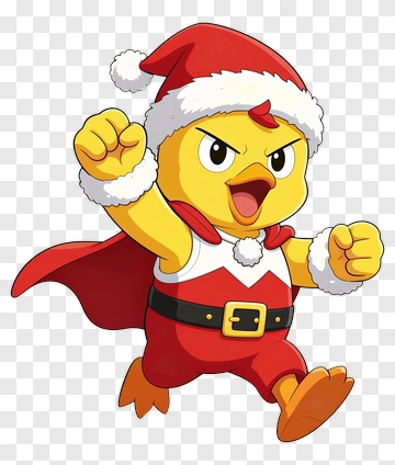 Cartoon Chick In Santa Costume PNG