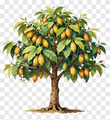 Cacao Tree With Ripe Pods PNG