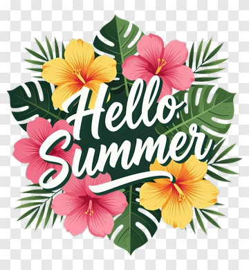 Hello Summer Floral Composition PNG