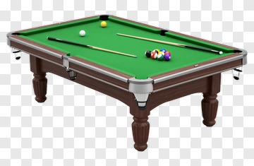 Pool Table With Balls And Cues PNG