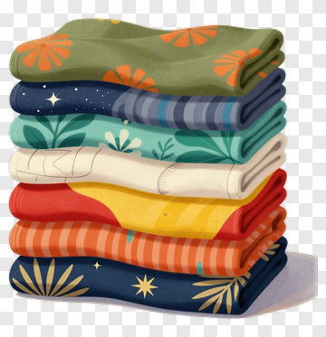 Colorful Stack Of Folded Blankets PNG
