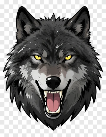 Angry Cartoon Wolf Head PNG