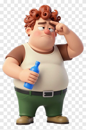 Cartoon Boy Holding A Water Bottle PNG