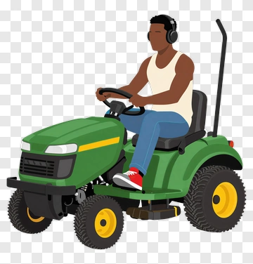 Man Driving A Lawn Tractor PNG