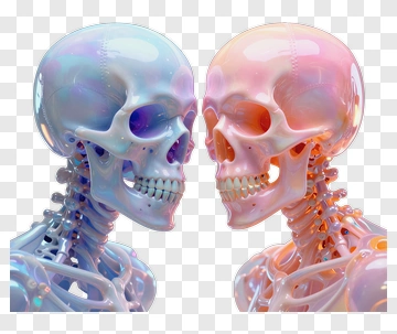 Colorful Skeletons Facing Each Other PNG