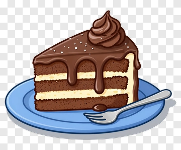 Chocolate Cake Slice On A Plate PNG