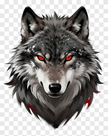Wolf With Intense Red Eyes PNG
