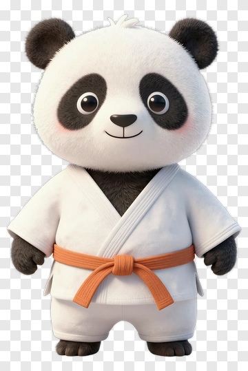 Cartoon Panda In A Karate Outfit PNG