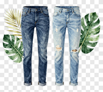 Jeans With Tropical Leaves PNG