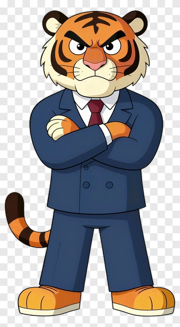 Cartoon Tiger Wearing A Suit PNG