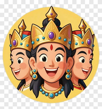 Cartoon Goddess With Three Faces PNG