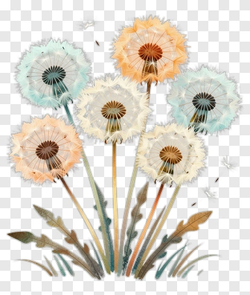 Colorful Dandelion Flowers PNG