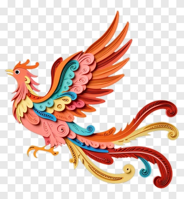 Colorful Phoenix Bird In Flight PNG