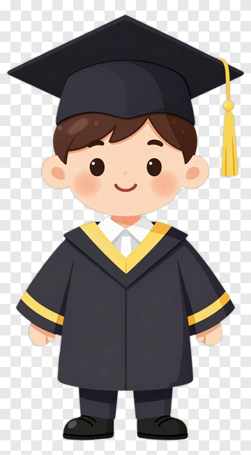 Cartoon Graduate Boy In Cap And Gown PNG
