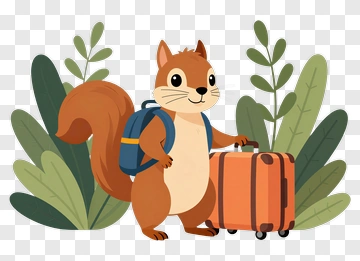 Cartoon Squirrel With A Suitcase PNG