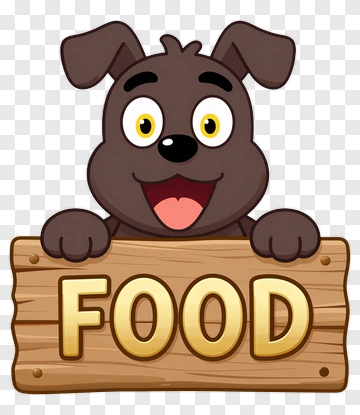 Cartoon Dog Holding A Food Sign PNG