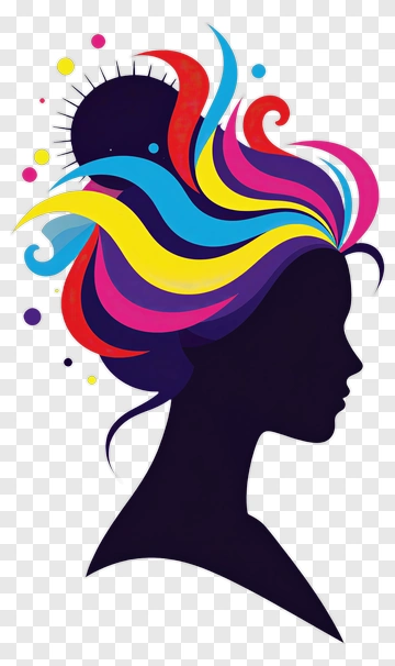 Colorful Hair Design Silhouette PNG