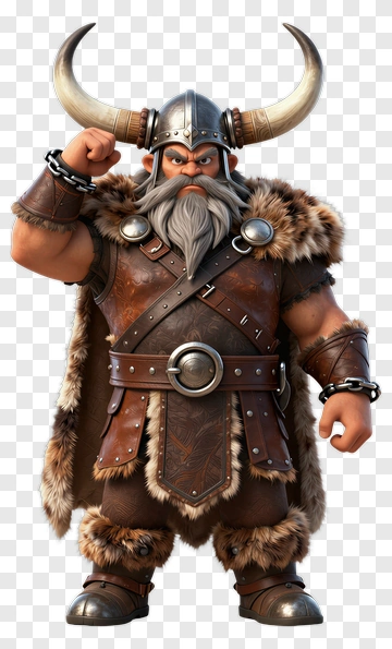 3D Viking Warrior With Horned Helmet PNG