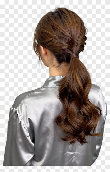 Stylish Long Brown Hair In A Ponytail PNG