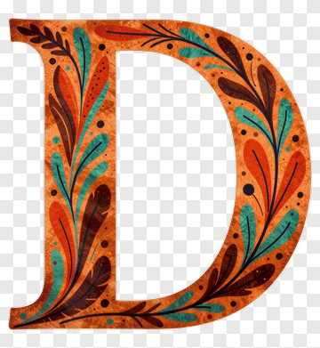 Decorative Letter D With Floral Design PNG