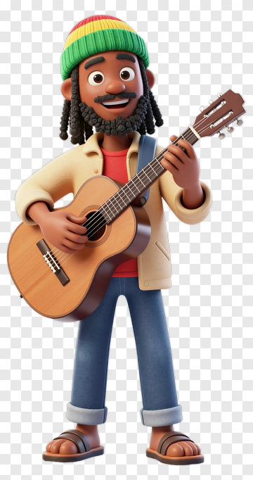 3D Musician Playing Acoustic Guitar PNG